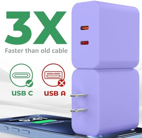 40 W Dual-Port USB-C Fast Charger for i Phone 15/16/14/13/12/11 Pro Max & Samsung – High-Speed Compact Charging Block with Power Delivery & Quick Charge for Home and Travel Efficiency