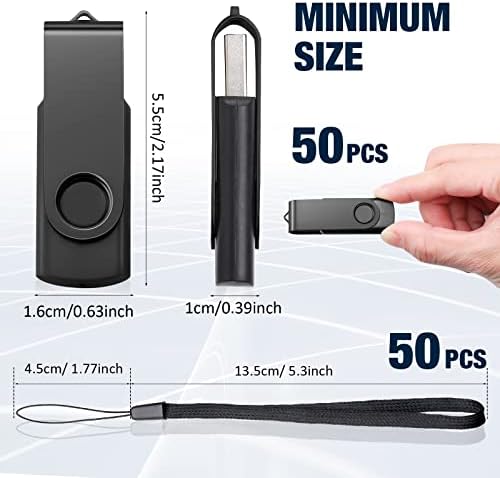Aoriher 50-Pack USB 2.0 Flash Drives – Portable 128 MB Thumb Drives with Swivel Design and Lanyards for Effortless Data Management – Ideal for Office and School Use – Fast and Reliable Storage Solutions