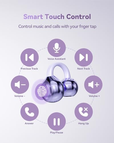 Ultimate Comfort Open Ear Bluetooth 5.4 Earbuds with IPX7 Waterproof Rating – 60 Hours of Playback with LED Power Display – Clip-On Wireless Headphones for Active Lifestyles, Ideal for Commuting and Outdoor Adventures, Enhanced Sound Quality and Durability