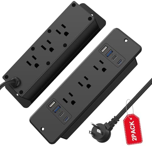 HHSOET 14-in-1 Recessed Power Strip with 20 W Fast Charging: Ultimate Surge Protection and Versatile Connectivity with 6 AC Outlets, 4 USB-A & 4 USB-C Ports, 6 ft Cord for Clutter-Free Charging Solutions in Modern Spaces