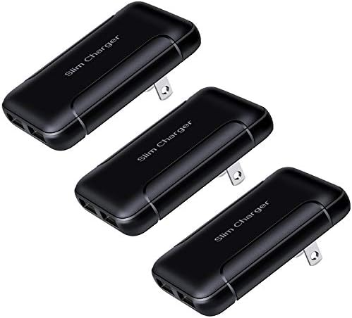 OKRAY Ultra-Slim Flat USB Wall Charger 3-Pack – Dual USB-A Fast Charging Block with Foldable Plug for i Phone 15/14/13/12/11 XR/XS, Galaxy S24/A16, and Nintendo Switch – Perfect for On-the-Go Power Needs