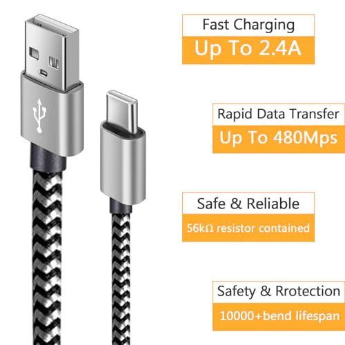 Unifizz 4-Pack USB C Fast Charging Cables for Android | Premium Durable Power Cord Compatible with Samsung Galaxy S22+, S23 Ultra, Note 21/20 Ultra | Enhanced Speed & Versatile Use for Home, Office, Travel | Tangle-Resistant Design for Everyday Reliability