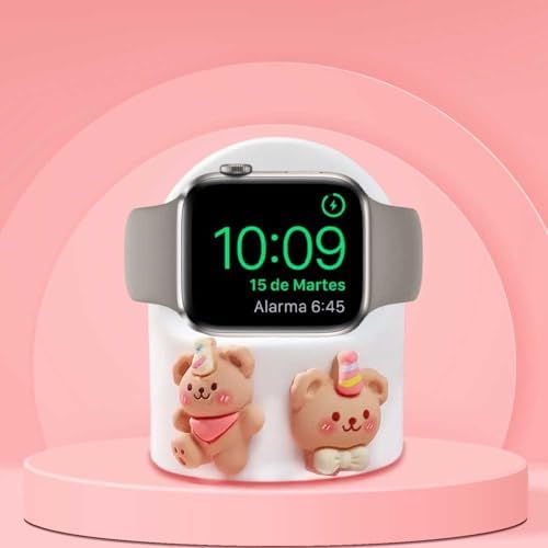 Stylish Cartoon Silicone Apple Watch Charging Dock – Enhanced Nightstand Compatibility for All Series Ultra/8/SE2/7/6/5/4/3/2/1 – Fast-Charging Solution with Tidy Cable Management for Personalized Décor and Elevated Viewing Experience