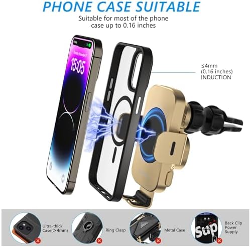 Effortless Fast Wireless Car Charger with Auto-Clamping Phone Holder – 15 W Qi-Compatible Charging Solution for i Phone 16/15/14/13/12/11 Pro Max & Galaxy S24/S23/S22/S21/S20/S10+ – Secure and Stylish Vehicle Mount for Ultimate Convenience on the Road