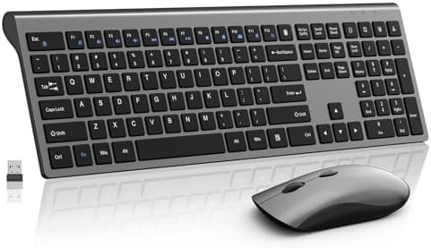 Ultra-Slim 2.4 G Wireless Keyboard with Numeric Keypad – Silent Ergonomic Design for Effortless Typing on PC & Mac, Plug-and-Play USB Receiver, Scissor Switch Technology for Enhanced Comfort and Speed