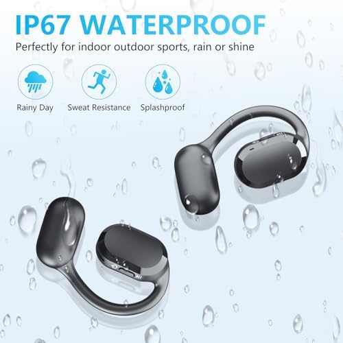Open Ear True Wireless Earbuds – Cutting-Edge Bluetooth 5.4 Headphones with IP67 Waterproof Design and Advanced Dual DSP Noise Cancellation for Sports and Professional Use – Ultimate Comfort and Durability for All-Day Audio Enjoyment