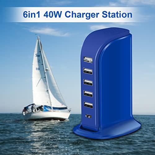 Kawaii-Inspired 6-Port USB Charging Hub: Ultimate Fast Charger for i Phones, Androids & More – Compact Multi-Device Power Station with 1 USB-C & 5 USB-A Ports for Effortless Travel & Home Connectivity, Tangle-Free Solutions for Modern Users