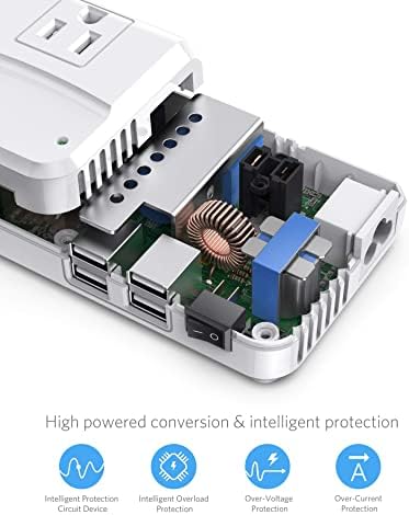 Global Voltage Converter and Travel Adapter – BESTEK 220 V to 110 V Power Transformer with Dual AC Outlets & 3 USB Ports (2 USB-C) – Essential for International Travel, Rapid Charging for Hair Tools & Electronics – Compact Design for Worldwide Compatibility