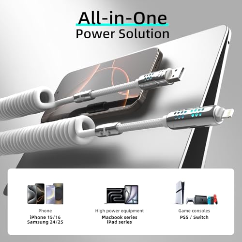 Ultimate 4-in-1 USB C Charging Cable – 6.6 Ft High-Power Type C to Type C Charger for i Phone 16/15/14 Pro Plus, i Pad, Mac Book Pro/Air – 240 W Fast Charge & Multi-Device USB-A Compatibility for Seamless Power Solutions