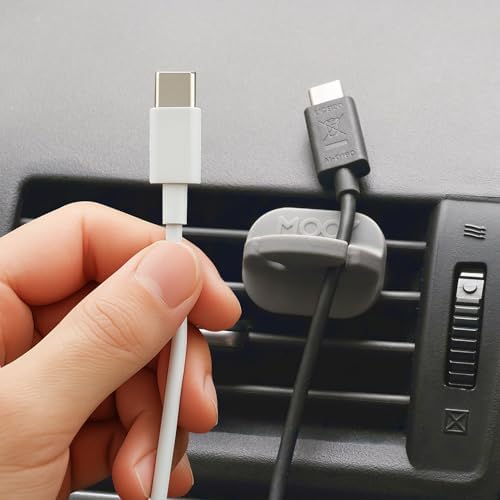 MOOY Dashman 2-Pack Car Vent Phone Holder & Cable Organizer – No Adhesive Required, Flexible Rubber Fins for Optimal Fit, Universal Compatibility with Most Car Vents, Enhanced Safety & Convenience for Hands-Free Driving