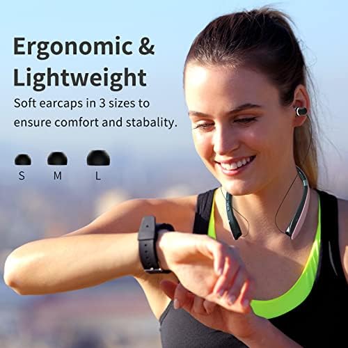 Premium Foldable Bluetooth Headphones – Wireless Neckband Headset with Retractable Earbuds, Noise Cancelling Technology for Sports & Exercise (Gold) – Ultimate Comfort and Seamless Connectivity with Stylish Carrying Case