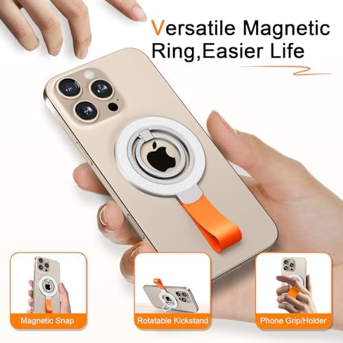 Mag Safe Universal Phone Grip & Kickstand for i Phone 12-16 Pro Max – Versatile Double-Sided Magnetic Holder for Secure Handling & Hands-Free Viewing in Gym, Kitchen & Beyond – Sleek Black Silicone Design for Stylish Convenience and Optimal Performance