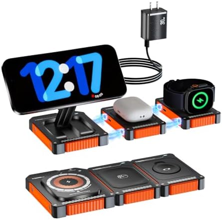 Versatile 3-in-1 Travel Wireless Charging Station – Fast 30 W Apple-Compatible Charger for i Phone 16/15/14/13/12 Pro Max, Watch Series 10/9/8/7/6/5/4/3/Ultra & Air Pods Pro – Compact Detachable Design for Home & On-the-Go Convenience