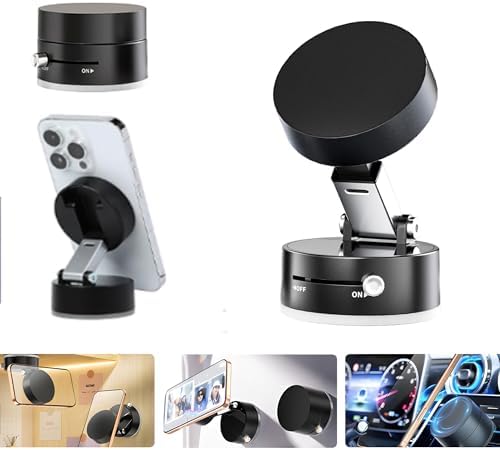 Revolutionary Magnetic Phone Holder for Car and Multi-Surface Use – Adjustable Vacuum Suction Mount, Compatible with Mag Safe and All Smartphones, Perfect for Hands-Free Navigation in Vehicles, Gym, Shower, and More – Ultimate Convenience and Versatility