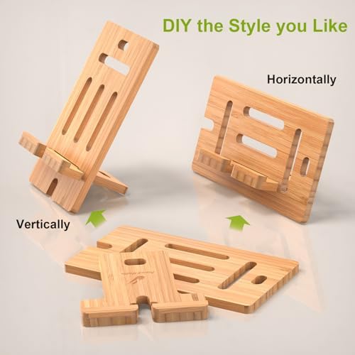 Pezin & Hulin Eco-Friendly Bamboo Adjustable Tablet Stand – Premium Multi-Angle Holder for i Pads, Smartphones, and E-Readers (Fits Devices 4.7″ to 13″) – Transform Your Workspace with Stylish Comfort and Enhanced Viewing Experience