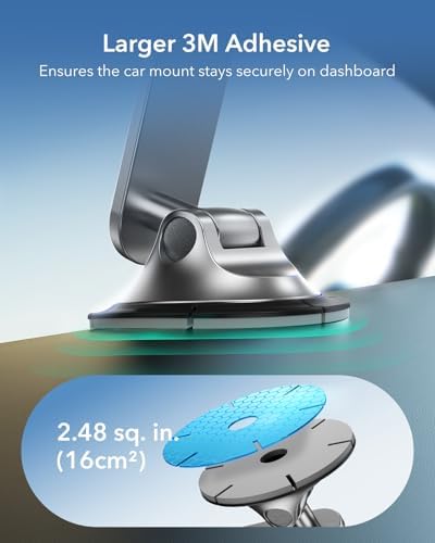 ESR Mag Safe Car Mount – Magnetic Phone Holder for Air Vent & Dashboard, Compatible with i Phone 16/16 e/15/14/13/12, Samsung, and All Smartphones – Includes 2 Metal Rings for Enhanced Stability – Sleek Design for Effortless Driving Experience