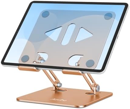 Versatile Adjustable Aluminum Tablet Stand Holder – Foldable and Lightweight Desktop Mount for i Pad Pro 12.9, i Pad Air, Mini, Samsung Galaxy Tabs, and Kindle Fire (4-12 inch) – Enhanced Stability and Comfort for Optimal Viewing Experience in Purple