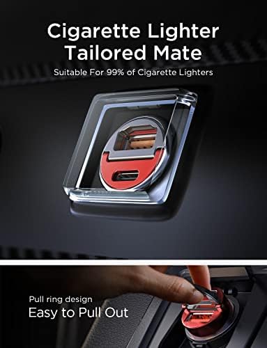 AINOPE 90 W Ultra-Fast Compact Car Charger with Dual USB-C Ports – Innovative Invisible Design for Seamless Integration in Vehicles, Perfect for Samsung Galaxy S25/S24 Ultra Plus & i Phone 16/15/14/13/12 Pro Max – Enhance Your Charging Experience on the Go