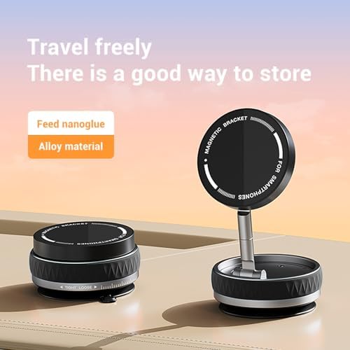 Eastcoo Vacuum Suction Magnetic Phone Holder with 360 Degree Rotation, Handsfree Magnetic Phone Holder Mount for Car/Smooth Surface,Foldable and Retractable Phone Holder for All Phones,White – Enhanced Compatibility and Speed