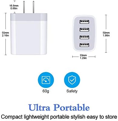 HOOTEK 2-Pack Multi-Port USB Wall Charger – 4.8 A Fast Charging Cube for i Phone and Samsung Galaxy Devices – Compact Travel Adapter with Enhanced Compatibility and Safety Features for Rapid Device Charging