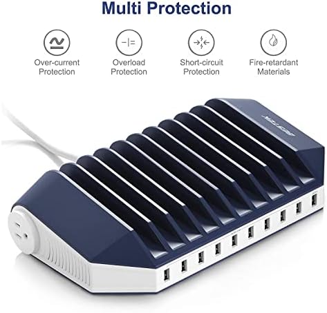 Ultimate BESTEK Power Station: 66 W Multi-Device USB Charging Hub with Quick Charge 3.0 and 2-Outlet Power Strip – Streamlined Charging Organizer for Home and Office Efficiency