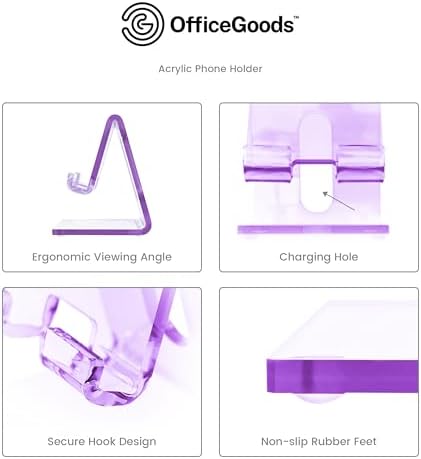 OfficeGoods Acrylic Phone Holder Aesthetic Desk Phone Stand, Compatible with 4-8 inch Screens, Office Decor and Work from Home Essentials – Pink – Enhanced Compatibility and Speed