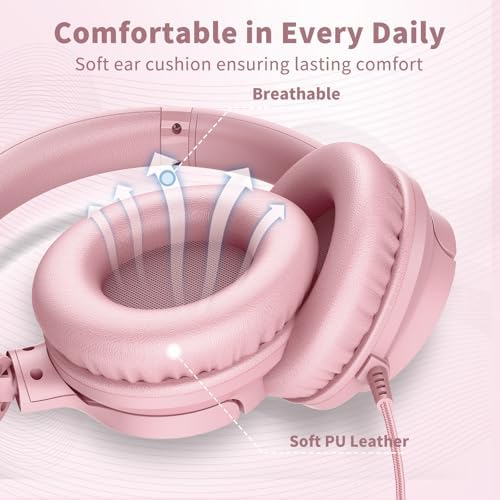 Versatile Over-Ear Wired Headphones with Integrated Microphone – Premium Sound Experience with Foldable Design and 4.9 ft Tangle-Free Nylon Cord – Perfect for Travel, Daily Use, and Multimedia Engagement (Black)