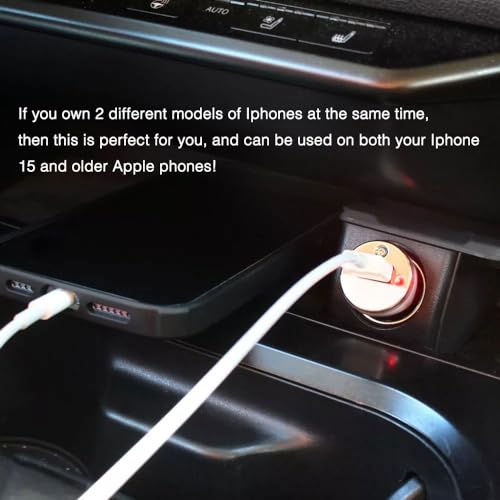 i Phone Car Play Cable Set (2-Pack) – Premium Dual USB A to USB C & Lightning Cables for Rapid Charging of i Phone 15/16 – Enhanced Durability & Portability for Effortless Connectivity to Music, Navigation, and Calls in Your Vehicle