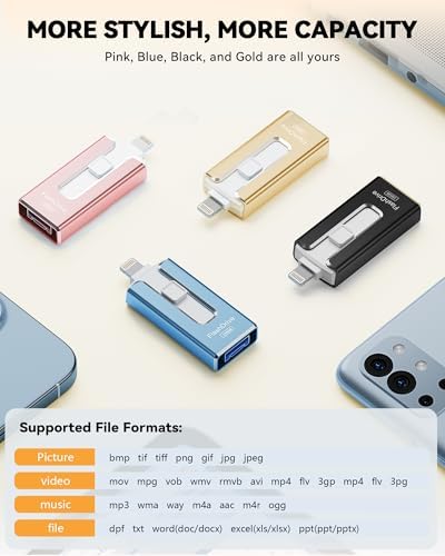 MFi Certified 256 GB Flash Drive – Ultimate Memory Solution for i Phone & i Pad Users, High-Speed Data Transfer for Effortless Photo & Video Backup, Multi-Device Compatibility with Android & PC, Compact USB Thumb Drive for On-the-Go Storage (Black)