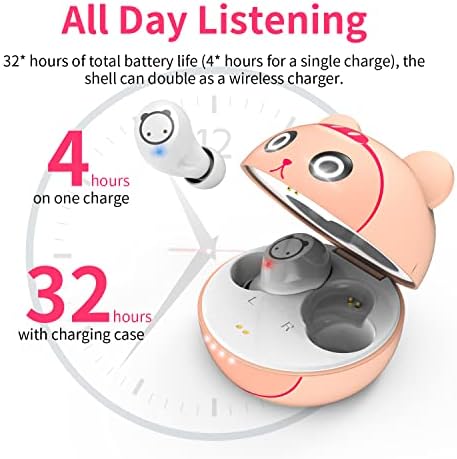 Kids Bluetooth 5.3 Wireless Earbuds with Touch Control – Adorable Pink Kitty Charging Case, IPX5 Waterproof Design, Hi-Fi Stereo Sound, Built-in Microphone for Clear Calls – Perfect for Young Music Lovers and Gamers