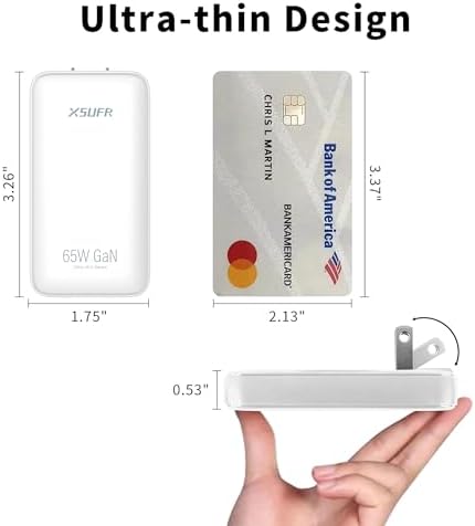 65 W Dual Port USB-C Wall Charger – Ga N Fast Charging Adapter with PPS for Laptops, Tablets & Smartphones – Compact Design with Folding Plug for Travel & Home Use – Stylish White Finish for Modern Aesthetics