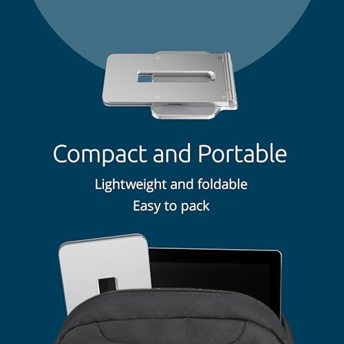 Kensington Elevated Surface Pro Stand – Adjustable Tablet Holder for Ergonomic Desk Setup, Non-Skid Design in Sleek Silver Finish, Portable and Compatible with Multiple Surface Pro Models for Enhanced Comfort and Productivity