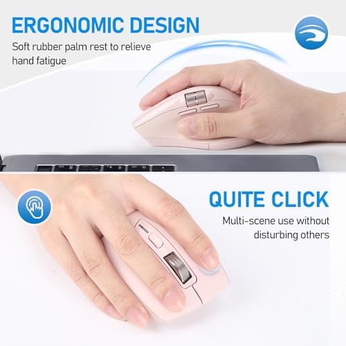 Elevate Your Workspace with the Chic Pink Wireless Bluetooth Side Scroll Mouse – Ergonomic Multi-Device Compatibility, Silent Click Technology, and Smart Flying Scroll for Effortless Navigation on Laptops, i Pads, and Mac Books – Perfect for Comfort and Style Seekers!
