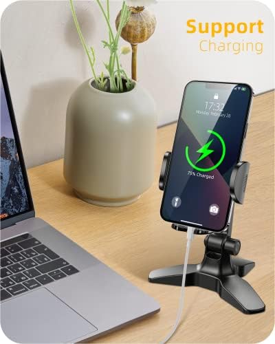 APPS2Car Cell Phone Stand for Desk Adjustable Desktop Phone Stand Thick Case Friendly Cellphone Holder Desk Heavy Duty Phone Cradle for Video Recording Office Home Compatible with 4.7-6.8” Smartphone – Enhanced Compatibility and Speed