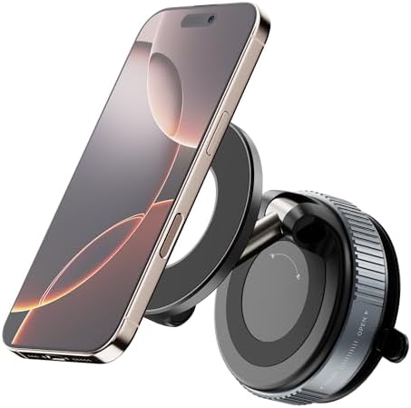 Magnetic 360° Car Phone Holder – Strong Vacuum‑Lock Suction Cup | Dashboard & Windshield Mount | Universal for iPhone, Samsung & All Smartphones – Enhanced Compatibility and Speed