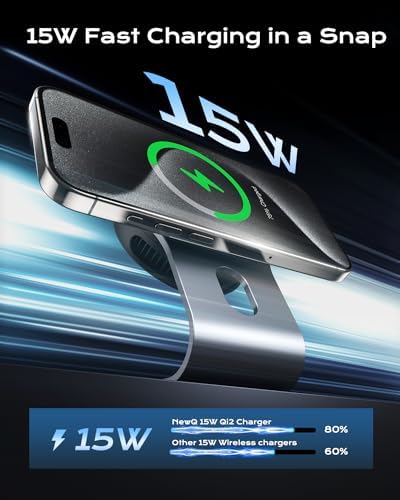 NEWQ Qi2 15 W Fast Wireless Charger Stand with 30 W USB-C Adapter – Semiconductor Cooling Technology for i Phone 16/16 Plus/16 Pro/16 Pro Max/15/14/13 & Air Pods 3/2/Pro – Sleek Design for Enhanced Performance and Compatibility