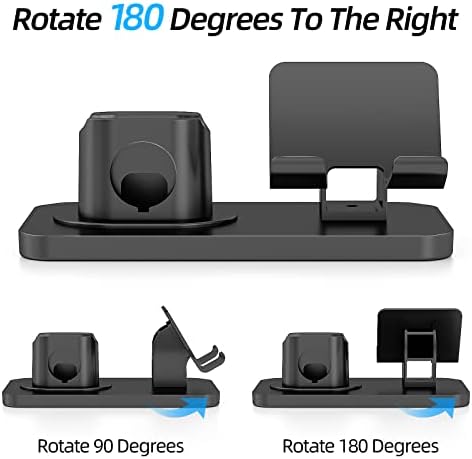 Revolutionize Your Charging Routine with the 180° Adjustable Phone Charger Stand Holder – 3-in-1 Docking Station for Apple Watch, Air Pods, i Pad, and Most Smartphones – Fast Charging & Elegant Gray Design for Enhanced Organization and Accessibility