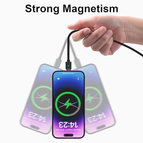 Revolutionize Your Charging Experience with the 3-in-1 Magnetic Charging Cable Set – Fast 3 A Power Delivery, Nylon Braided Durability, and LED Indicator (3 Pack: 3.3 ft, 6.6 ft, 6.6 ft) for USB-C and Micro-USB Devices – Versatile Connectivity and Effortless Use