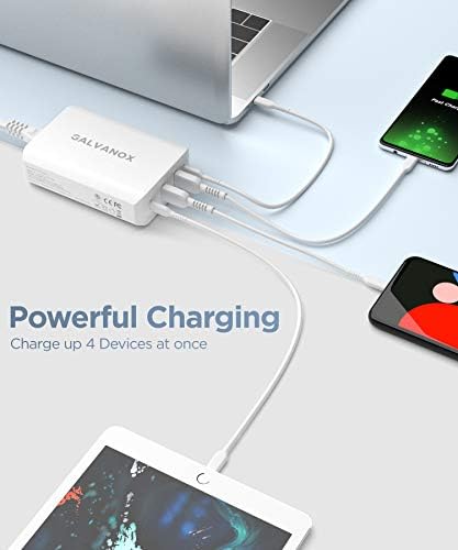 Galvanox 90 W Multi-Port Fast Charger | 4-Port Desktop USB Power Hub with Dual USB-C & USB-A Ports | Rapid Charging Station for i Phone, i Pad, Mac Book, Nintendo Switch & Galaxy Devices | Enhanced Power Delivery Technology for Efficient, Simultaneous Device Charging