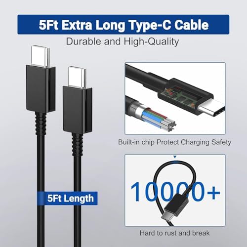 Dual Pack 45 W Samsung Type C Super Fast Charger – Rapid Power Delivery for Galaxy S25 Ultra/S25/S24/S23/S22 & Galaxy Tab with 10 FT USB C Charging Cables – Optimal PPS Technology & Enhanced Compatibility for Efficient Charging Solutions