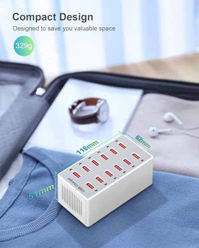 Multi-Device USB Charging Hub with 10 High-Speed Ports – Smart Plug Power Strip for i Phone 15/14/13, i Pads, Galaxy Watches & Android Phones – Ultimate Fast Charging Solution for Home & Office Efficiency