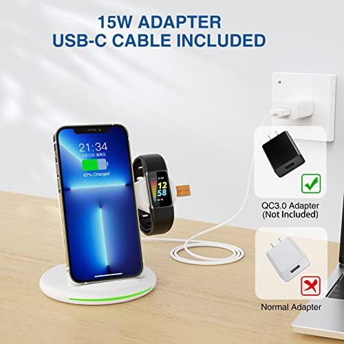 Ultimate 3-in-1 Wireless Charging Hub: Fast Universal Charger for Fitbit Charge 6/5 & Luxe, i Phone 14/12 Pro Max/13/11/8, Samsung Galaxy S22+, and Air Pods Pro/3 – Sleek Black Design for a Tidy Space and Rapid Power Solutions