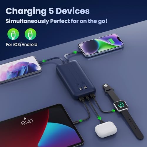 High-Capacity 40,800 m Ah Portable Charger with Built-in Cables and LCD Display – 25 W PD & QC 4.0 Fast Charging Power Bank for i Phone 16/15/14 and Android Devices (Green) – Ultimate On-the-Go Charging Solution with Enhanced Compatibility and Durability