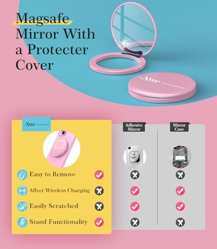 Cell Phone Stand Compatible with Magsafe Mirror Mount [Anti-Scratch & Portable] Girls Women Magnetic Travel Makeup Mirror Desk Fits for iPhone 16/15/14/13/12 Plus Pro Max (Pink) – Enhanced Compatibility and Speed