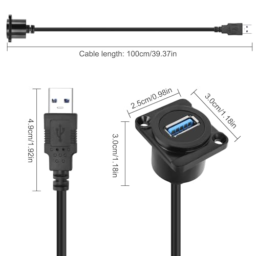 XMSJSIY USB 3.0 Flush Mount Extension Cable – 5 Gbps High-Speed USB Type-A Male to Female Connector for Seamless Data Transfer and Charging – Durable 1 M (3.2 FT) Design for Professional Installations and DIY Projects – Enhanced Compatibility for Workstations and Entertainment Systems