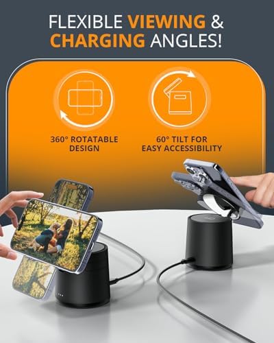 Revolutionary 3-in-1 Wireless Charging Dock for i Phone 16 Pro Max/15/14, Apple Watch Ultra/10/9/8/SE, and Air Pods Pro/3/2 – 15 W Fast Mag Safe Charger with USB-C Adapter for Seamless Device Management and Enhanced Compatibility