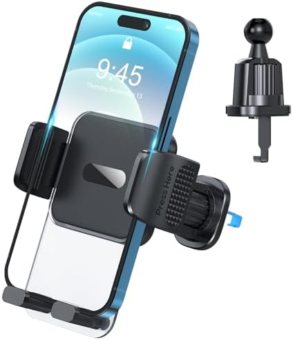 TEKING Advanced Car Phone Holder with Reinforced Metal Hook – Universal Air Vent Mount for i Phone 15/14/13/12 Pro Max & Samsung S24 Ultra – Sleek Translucent Design for Enhanced Aesthetics & Secure Smartphone Fit (120-75 mm) – Effortless Tool-Free Installation & Ultimate Hands-Free Convenience