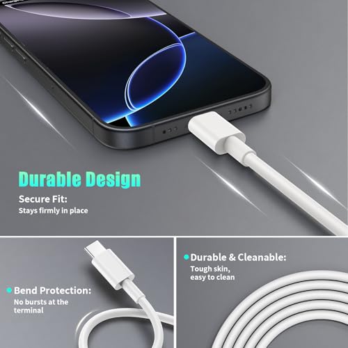 30 W USB-C Fast Charger for i Phone 16 & 15 Pro Max – Premium 6+10 ft Cable Included – High-Efficiency Power Adapter for i Pad Pro, Air & Mini – Compact, Portable Design for Maximum Convenience and Versatile Compatibility – Rapid Charging Solution for Mobile Productivity