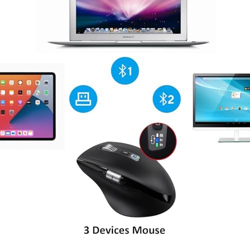 Ergonomic Wireless Bluetooth Mouse with Smart Flying Scroll and Silent Operation – Multi-Device Compatible Mice for Laptop, Computer, i Pad, Tablet, and Mac Book in Sleek Black for Enhanced Productivity and Comfort