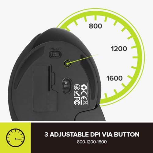 De LUX RGB Wired Ergonomic Vertical Mouse for Large Hands – 4000 DPI Precision Tracking, 6 Customizable Buttons, and Detachable Wrist Rest for Ultimate Comfort and Carpal Tunnel Relief – Perfect for Prolonged Use and Gaming Performance